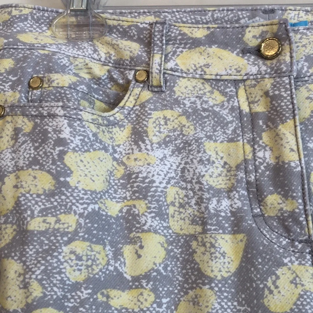 J. McLaughlin Lexie gray and yellow slim comfort jeans NWOT Sz 10 - Picture 2 of 9